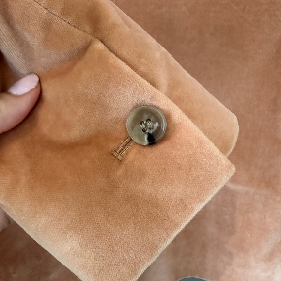 Reiss Aubrie Velvet Double Breasted Blazer Jacket in Peach - Picture 10 of 14